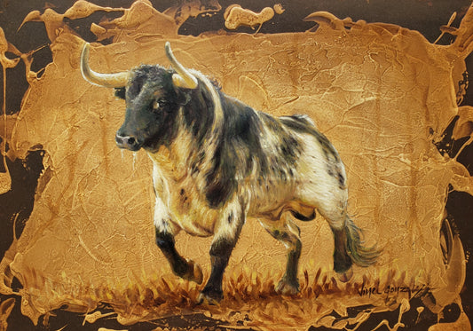 A Bull Painting - Atavistic and Brave Canvas on Oil - kmnk deco