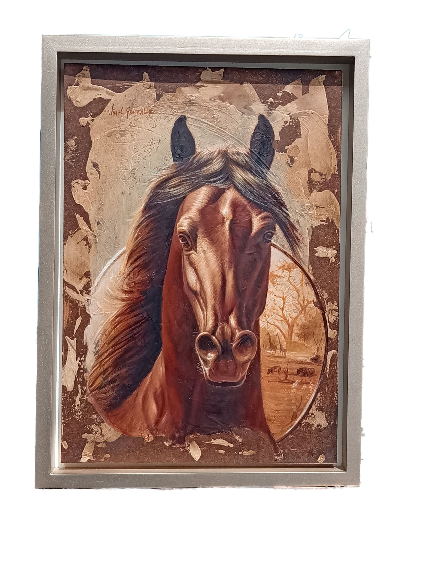 Horse Painting - Steed of the Valley - MDF on Oil- wall painting - kmnk deco