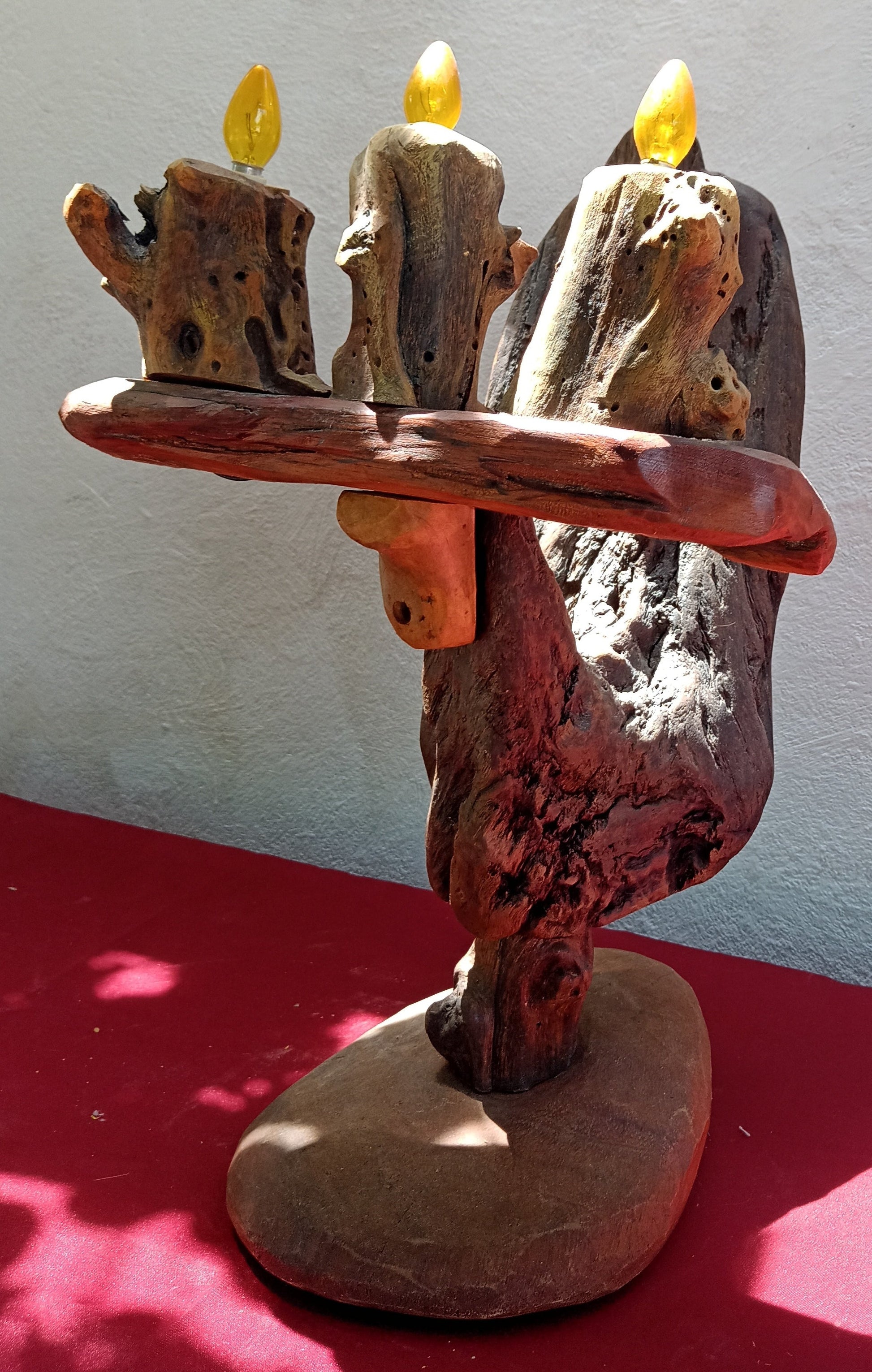 Driftwood Lamp Decor - Chandelier Style - Side view - kmnk deco