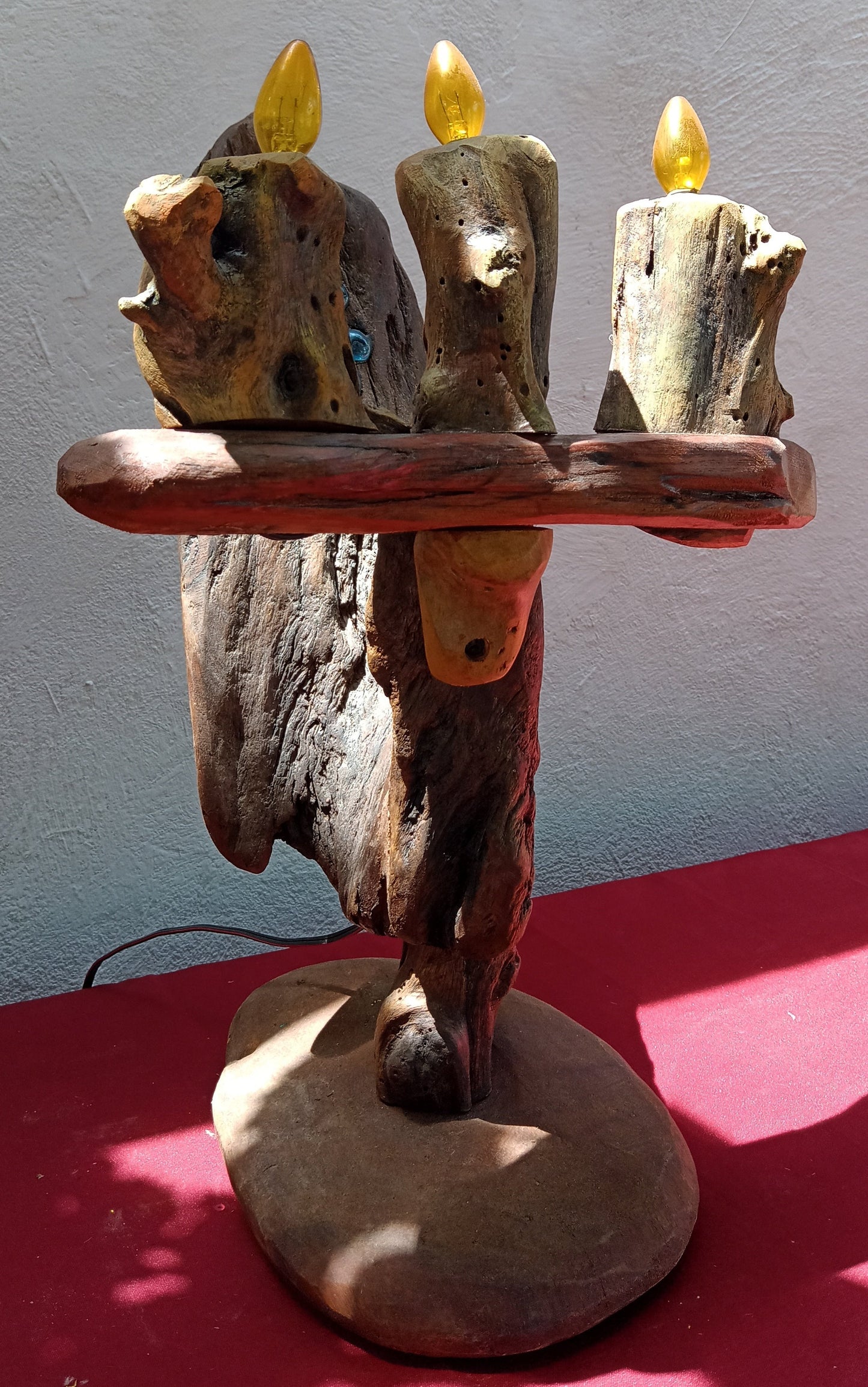 Driftwood Lamp Decor - Chandelier Style - Candle simulation - kmnk deco