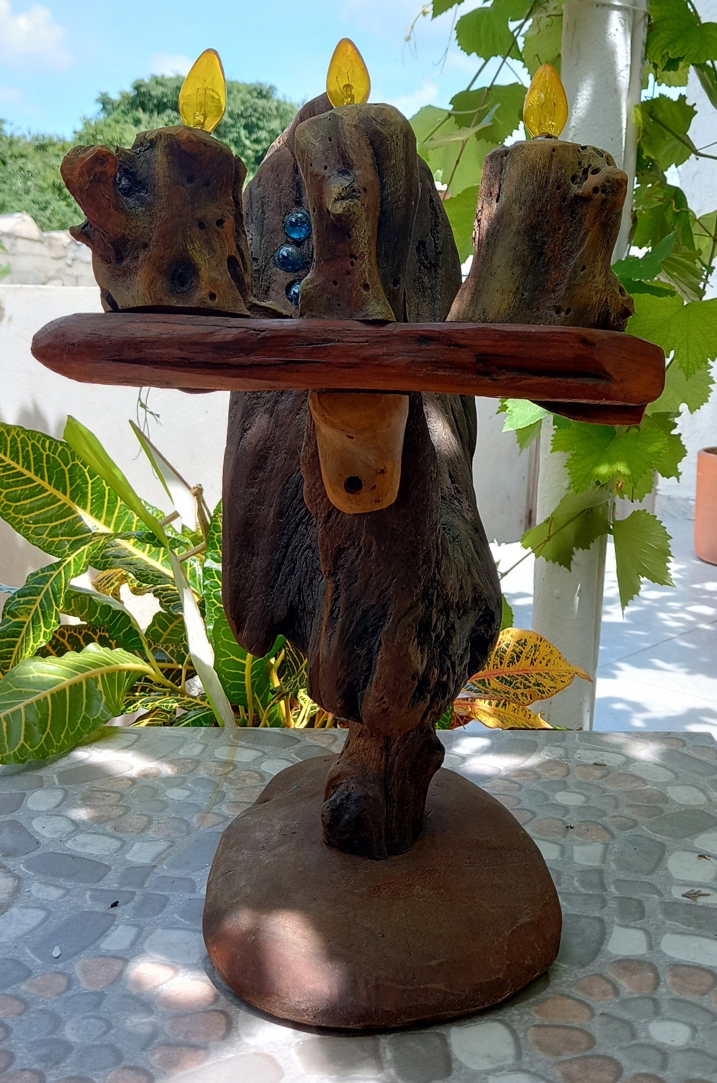 Driftwood Lamp Decor - Chandelier Style - Nature Background - kmnk deco