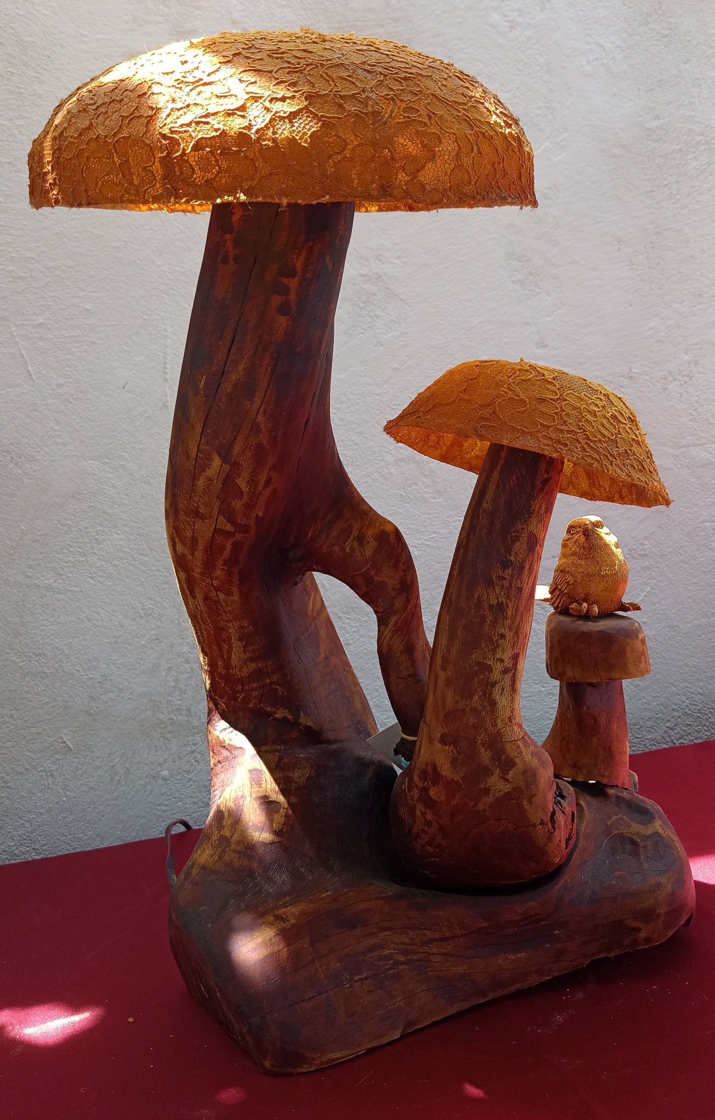 Driftwood Office Lamp - Mushrooms Style - Side view - kmnk deco