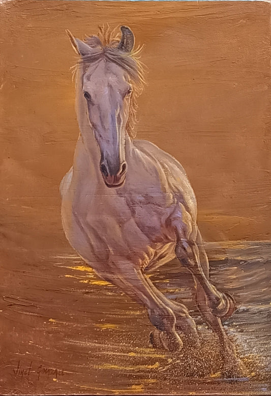 Steed Painting - Happy horse - Canvas - office wall decoration - kmnk deco 