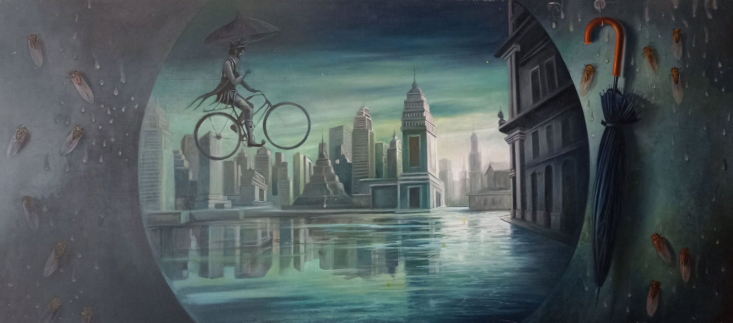Winter City - Winter Reflections Canvas on Oil - paintings - Alejandro Dominguez - Winter Reflections - Canvas - kmnk deco