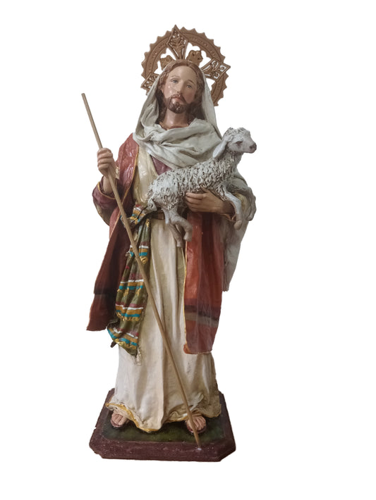 Jesus Good Shepherd Statue - Handmade 14 Inches - kmnk deco
