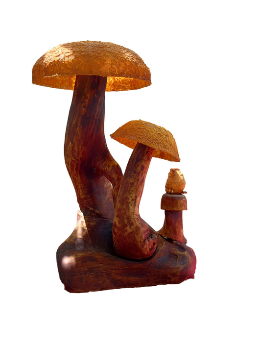 Driftwood Office Lamp - Mushrooms Style - kmnk deco