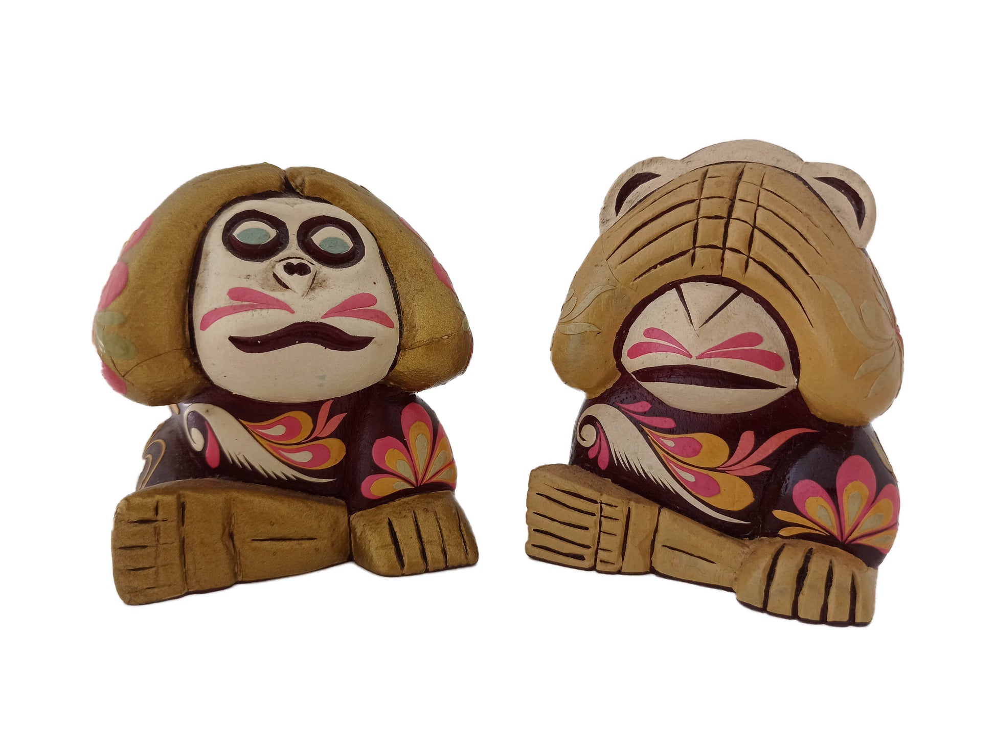 Small Monkeys wooden figurine home decoration - kmnk deco