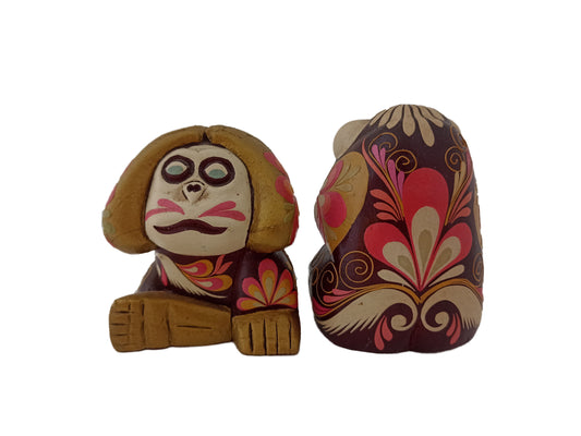 Monkey Wooden Figurine Collection - living room decor - Monkeys wooden figurine - hand carved - hand painted - kmnk deco