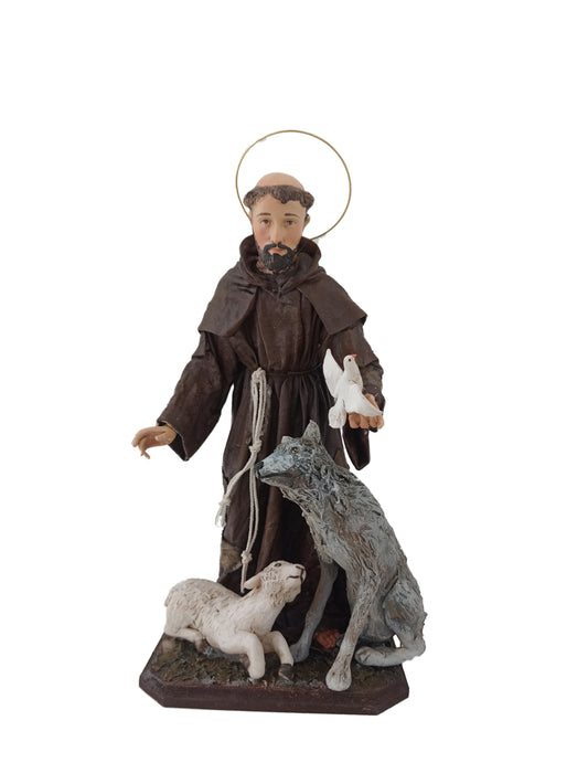 Saint Francis of Assisi Statue with Animals - home decoration - Handcrafted - kmnk deco