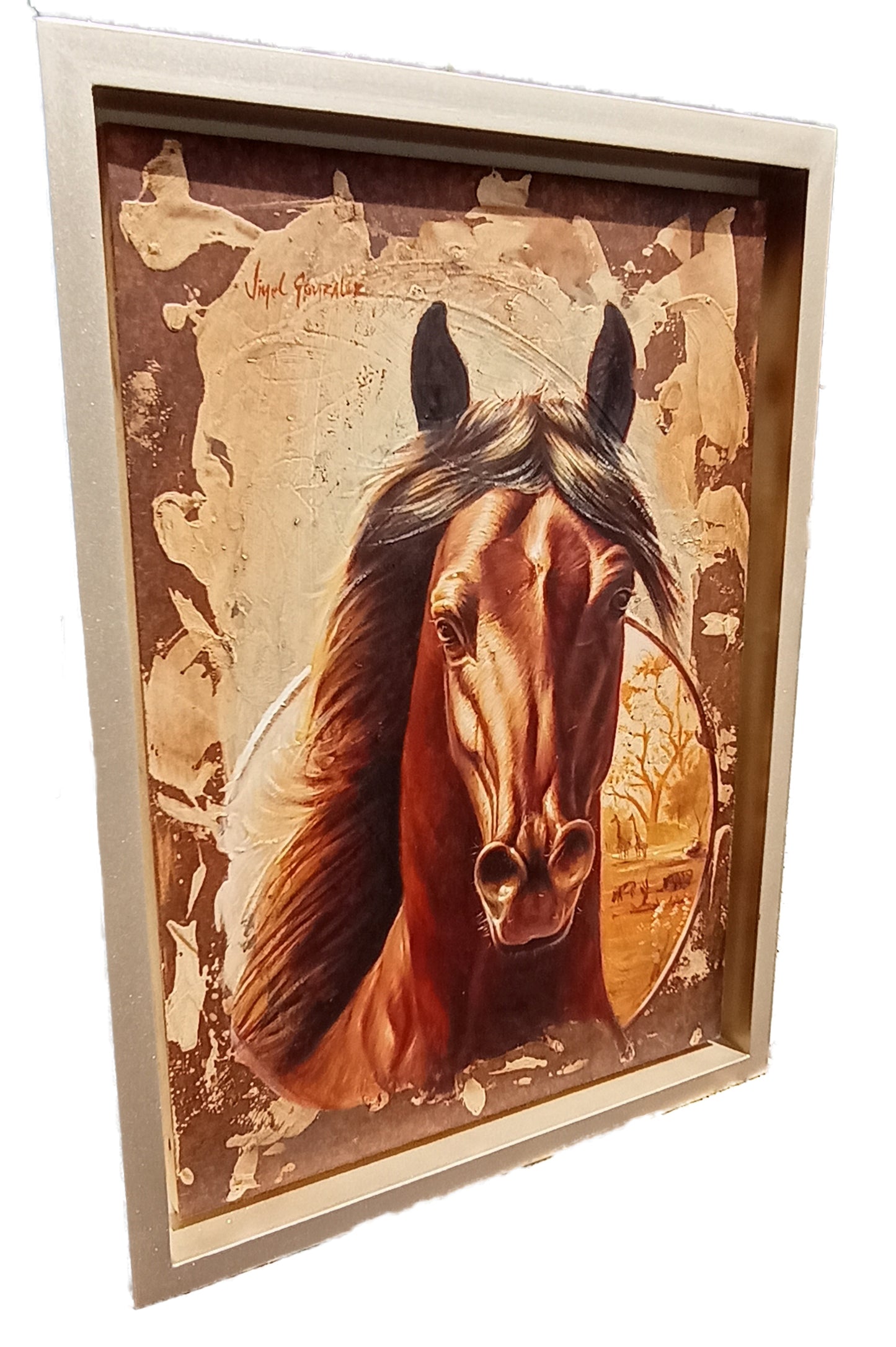 Portrait Painting - side view - Steed - MDF on Oil- barn horse painting - kmnk deco
