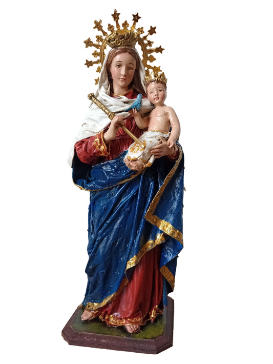 Our Lady of Rosary - Handmade Statue - 13 inches tall - kmnk deco