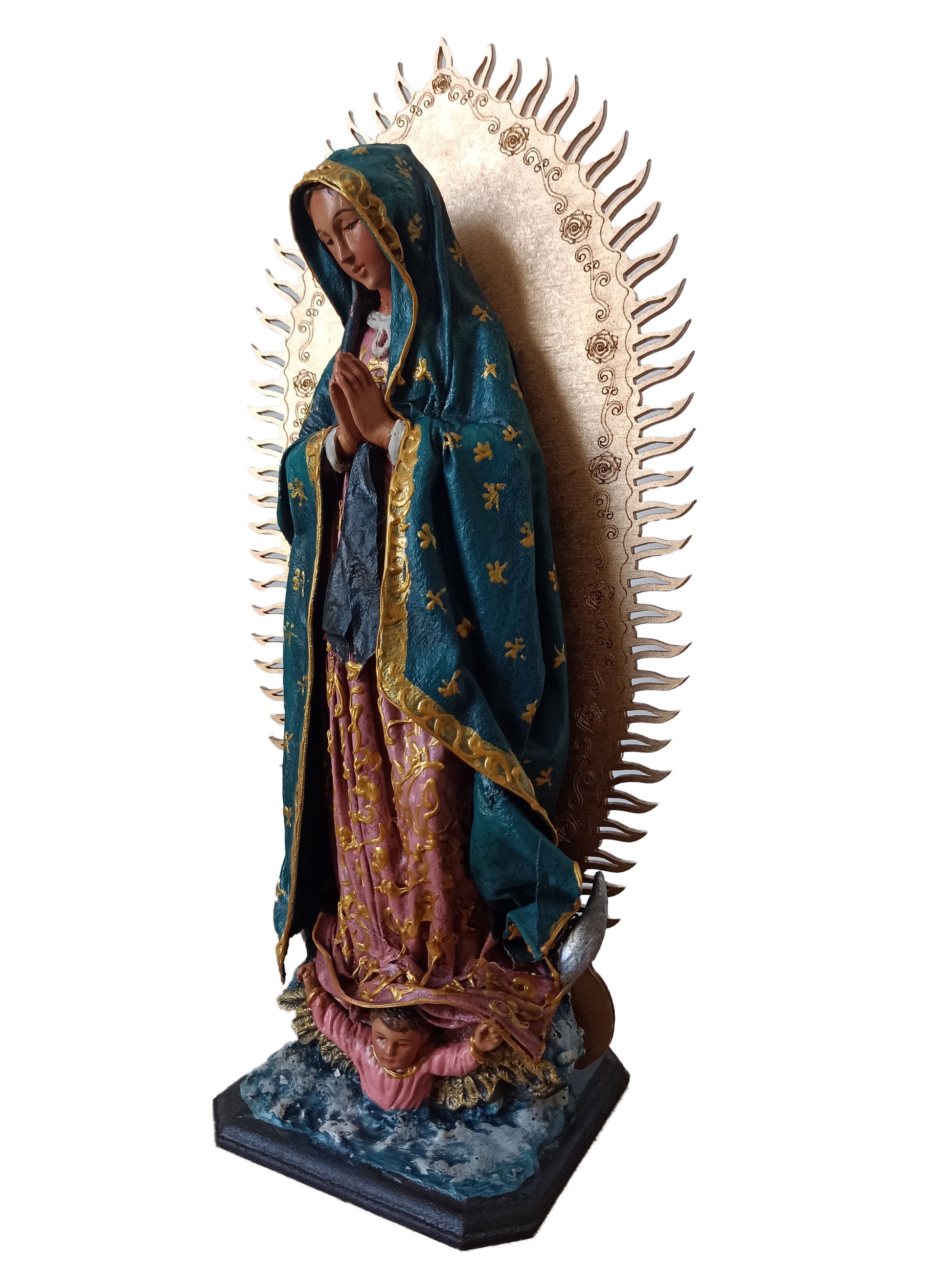 Our Lady of Guadalupe - Nuestra Señora de Guadalupe - left side view statue - kmnk deco