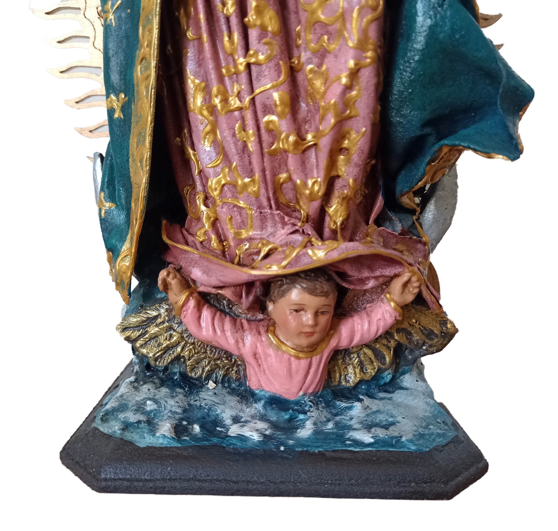 Our Lady of Guadalupe - Nuestra Señora de Guadalupe - bottom angel view statue - kmnk deco