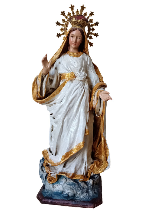 Statue of Virgin Mary - Hand decorated 13.5 Inches - kmnk deco