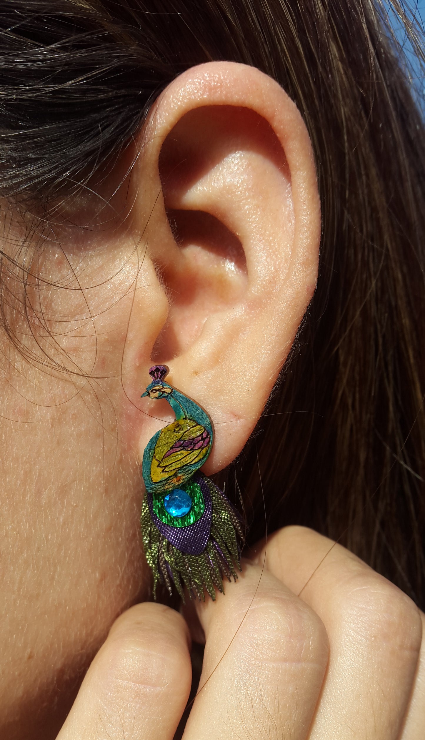 hand painted earrings - grandma gift - kmnk deco