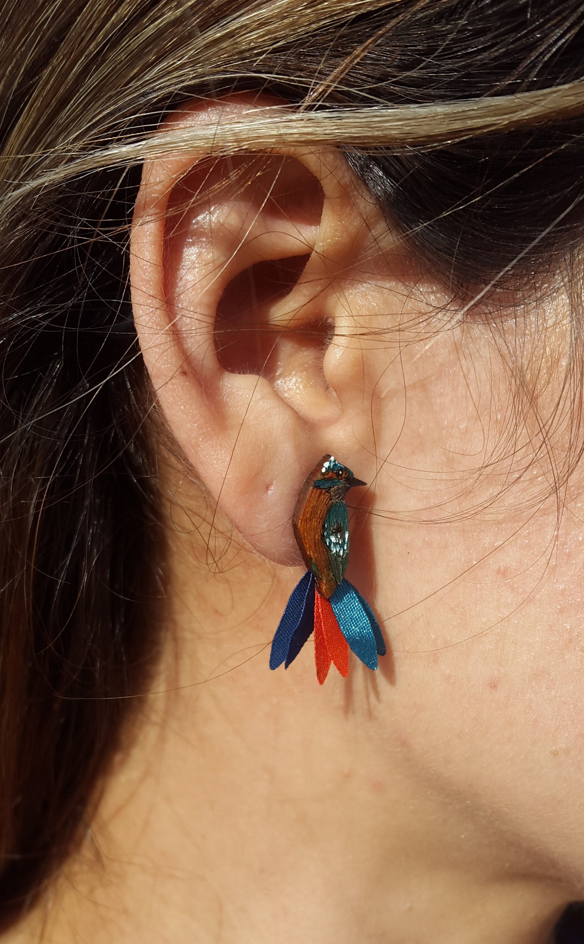 Kingfisher style earrings - birthday gifts for her - kmnk deco