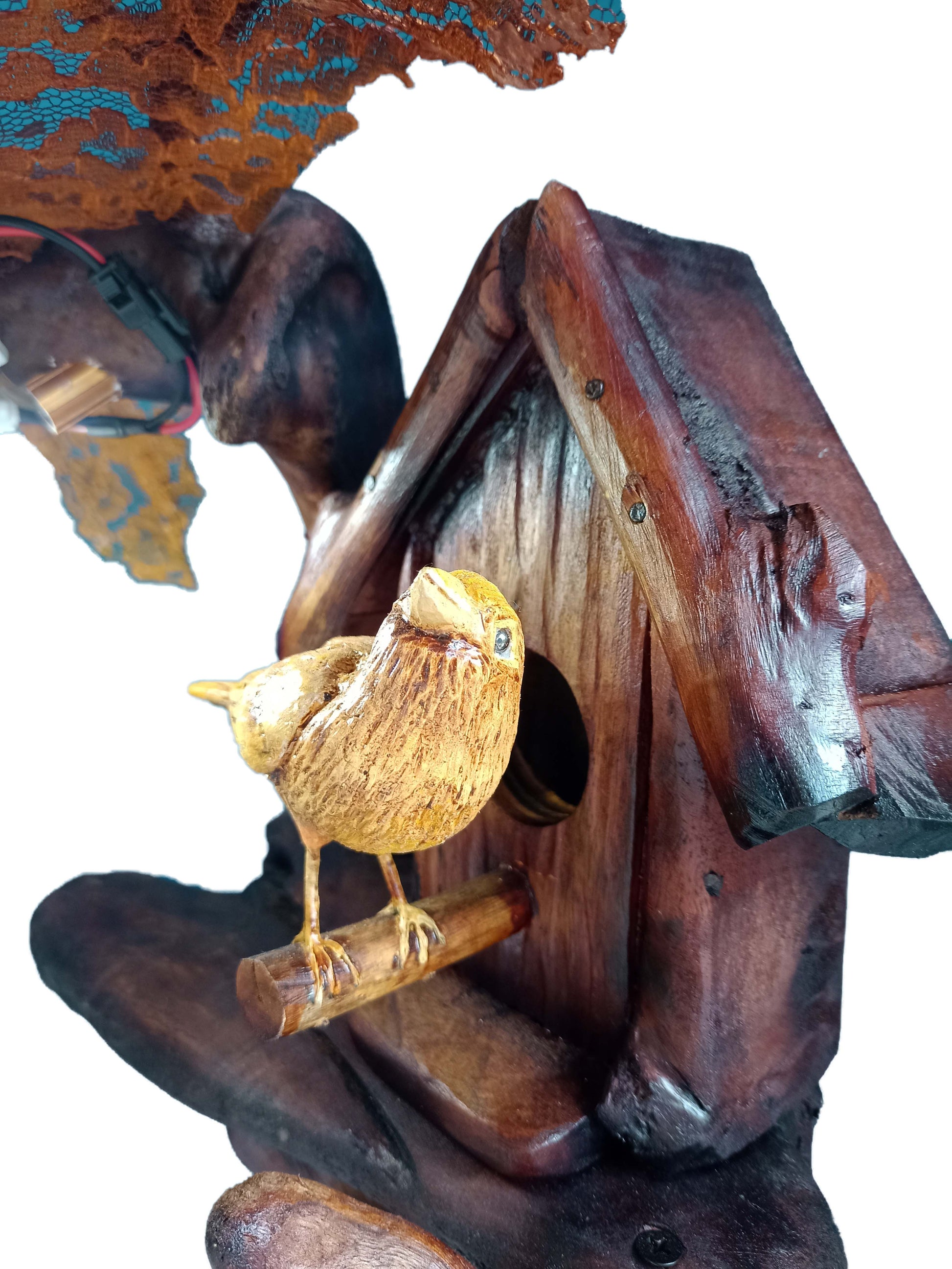 house sparrow wood lamp - kmnk deco