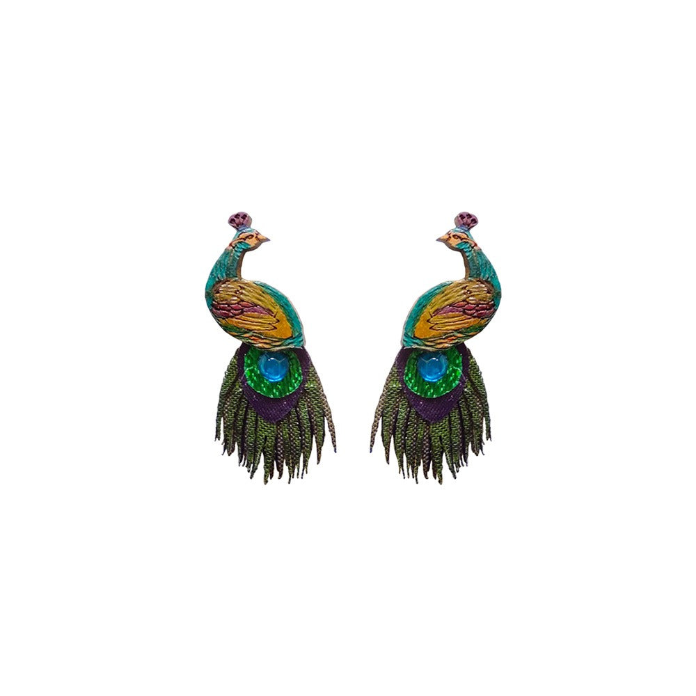 jewellery earrings - peacock design - mother's day gifts - hand decorated - kmnk deco